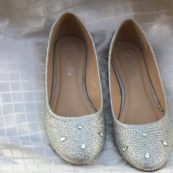 Enimay Womens Classic Slip On Rhinestone Stud Glitter Ballerina Ballet - Picture 1 of 9